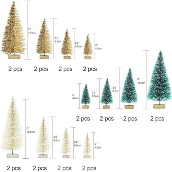 24PCS Artificial Mini Christmas Trees Village Trees with Wood Base Decor - Picture 6 of 6